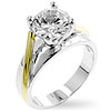 Round Cut Blue Luster Diamond Solitaire on Two Tone Gold Swirl